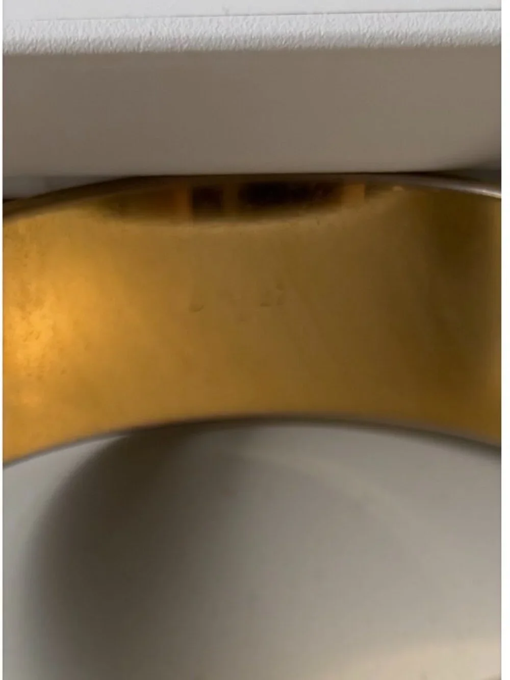 Vintage 80s Gold Tone Champagne Marbled Enamel Swirl Bangle Bracelet Retro